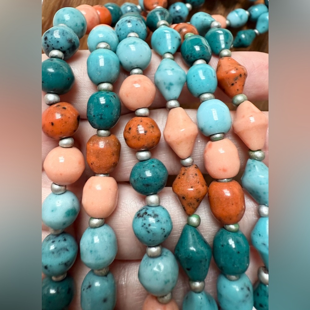 Multicolor Ceramic Multi-Strand Beaded Necklace B… - image 2